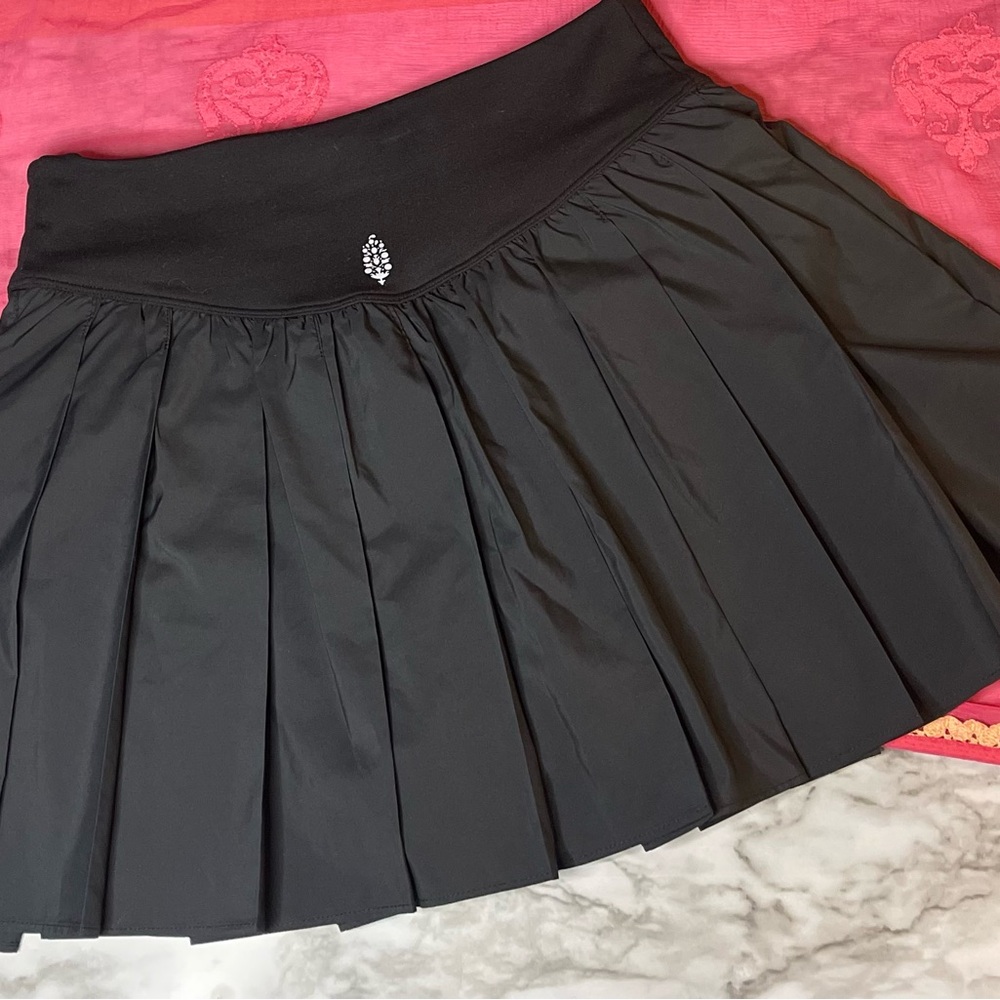 FP Movement by Free People Black Pleated Skater Skirt